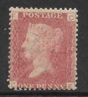 Sg 43 1d Penny Red plate 165 Lettered C-F UNMOUNTED MINT