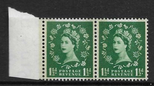 Sg 601a 1½d Wilding Phos graphite Narrow Band Left pair UNMOUNTED MINT