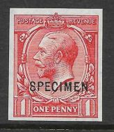 Sg 357u 1d Royal Cypher imperf Overprinted SPECIMEN Type 26 MOUNTED MINT