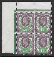 Sg289 Spec M10(7) 1½d Slate Purple  Green(f) corner 4 Somerset House UNMOUNTED
