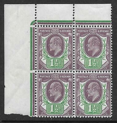 Sg289 Spec M10(7) 1½d Slate Purple  Green(f) corner 4 Somerset House UNMOUNTED