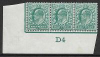 ½d Blue-Green Control D4 perf type VI Plate 18 Cont Rule UNMOUNTED MINT