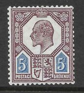 Spec M30(2) 5d Dull Red Purple  Bright Blue Somerset House UNMOUNTED MINT