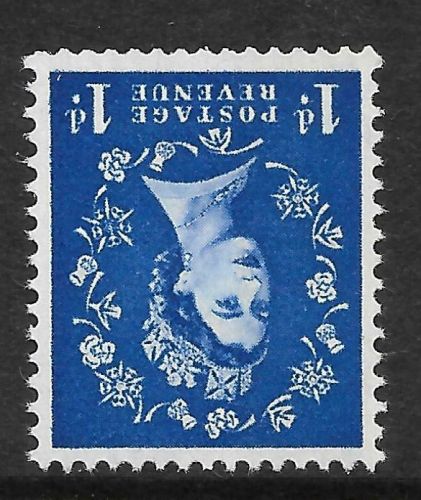 S20b 1d Wilding Green Phosphor 1 band 8mm left wmk Inverted UNMOUNTED MINT