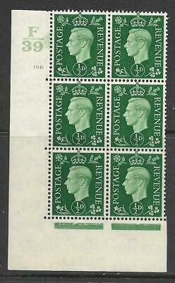1937 ½d Green Dark colours F39 106 No Dot perf 5(E I) block 6 UNMOUNTED MINT MNH