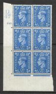 2½d Light Blue Cylinder Control U27 225 Dot perf 5(E I) UNMOUNTED MINT