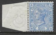 1880 - 1883 Sg 157 2½d Blue plate 22 Superb marginal example UNMOUNTED MINT