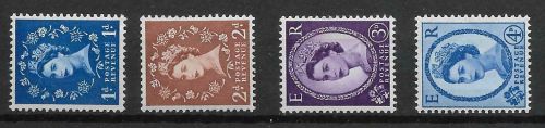 Wildings Violet 9.5mm Sideways left Phosphor set 4 UNMOUNTED MINT