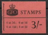 M39p 3 - Wilding GPO booklet -  Dated Oct 61 with Blue Phos Panes UNMOUNTED MINT