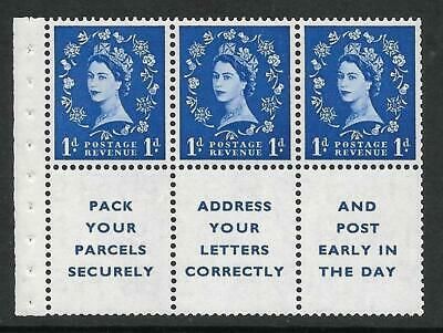 SB29 1d Wilding booklet pane perf type I UNMOUNTED MNT MNH