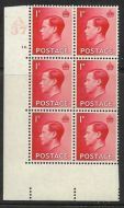 1d Edward VIII A 37 cylinder block - 14 Dot perf 5 (E I) MOUNTED MINT