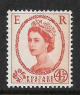 Sg S97 4½d Wilding Blue Phos on Cream upright UNMOUNTED MINT