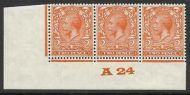 N36(2) 2d Deep Orange Block Cypher Control A24 imperf UNMOUNTED MINT