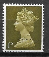 Sg 724s 1d Pre-decimal Machin with SPECIMEN overprint - UNMOUNTED MINT MNH