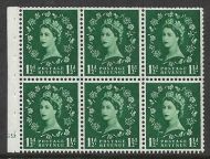 SB62 1½d Wilding booklet pane cylinder G9 No Dot perf I UNMOUNTED MNT