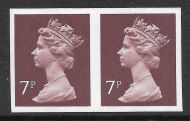 7p Brown Decimal Machin with CB imperforate pair Head B1 UNMOUNTED MINT