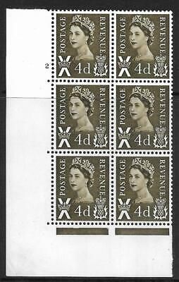 Sg XS13 4d Scotland No wmk 1CB Cyl 2 No Dot perf A(E I) UNMOUNTED MINT