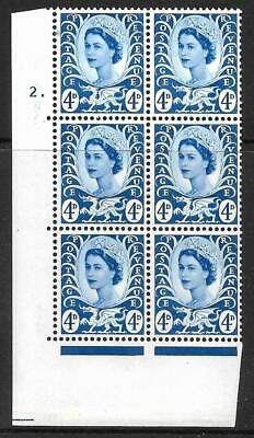 Sg XW7 4d Wales 2 x 9.5mm Cyl 2 Dot perf A(E I) UNMOUNTED MINT