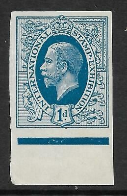 1912 1d George V Blue Imperf International Stamp Exhibition Cinderella Unmounted