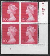 1970 Sg 829 10p Decimal Machin Cylinder 4 UNMOUNTED MINT