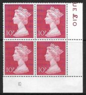 1970 Sg 829 10p Decimal Machin Cylinder 10 UNMOUNTED MINT