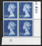 1970 50p Decimal Machin Cylinder 23A Bradbury paper UNMOUNTED MINT