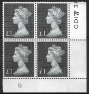 1970 £1 Decimal Machin Cylinder 13 UNMOUNTED MINT