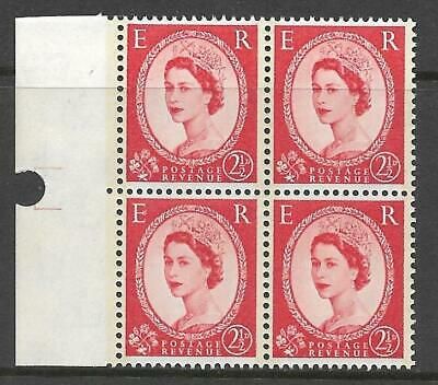 S64c 2½d Wilding Blue Phos - type 1 2 bands letter press block 4 UNMOUNTED MINT