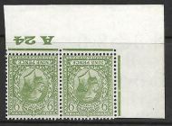 Sg 427wi 9d Olive Block Cypher Wmk Inverted A24 Control pair UNMOUNTED MINT