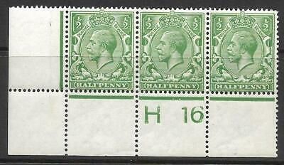 N14(6) ½d Bright Green Control H16 perf strip of 3 UNMOUNTED MINT