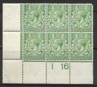 N14(3) ½d Pale Green Control I16 perf block of 6 UNMOUNTED MINT