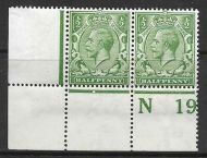 N14(8) ½d Yellow Green Control N19 perf pair UNMOUNTED MINT