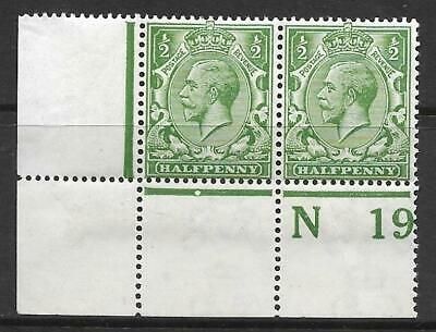 N14(8) ½d Yellow Green Control N19 perf pair UNMOUNTED MINT
