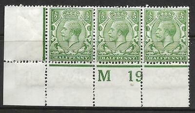 N14(3) ½d Pale Green Control M19 perf strip of 3 UNMOUNTED MINT