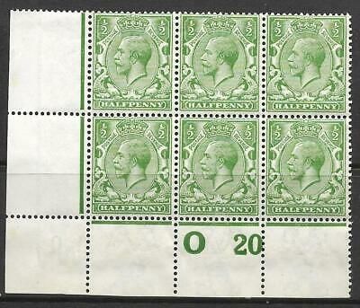 N14(8) ½d Yellow Green Control O20 perf block of 6 UNMOUNTED MINT MNH