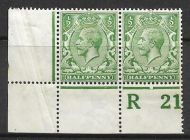 N14(6) ½d Bright Green Control R21 perf pair MOUNTED MINT left stamp