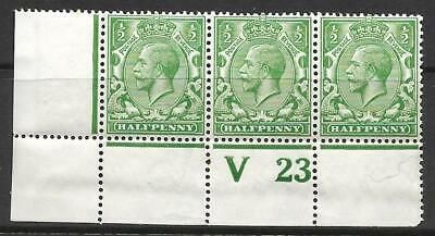 N14(8) ½d Yellow Green Control V23 perf strip of 3 UNMOUNTED MINT