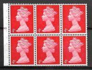 UB14(A)b Pre-decimal Machin Booklet Pane GA Cyl N1T No Dot UNMOUNTED MINT