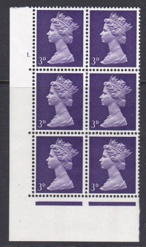 Pre-decimal Machin 3d PVA CB Head A Perf A Cylinder 1 Dot - MNH