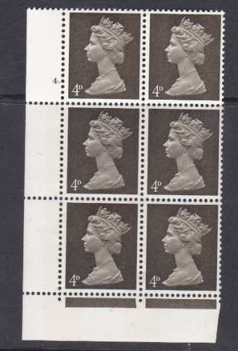 Pre-decimal Machin 4d PVA 2B Head A Perf F L Cylinder 4 Dot