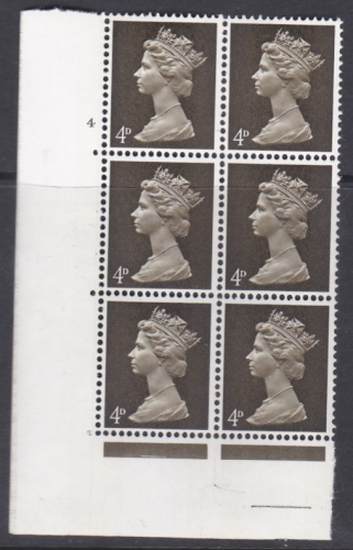 Pre-decimal Machin 4d PVA 2B Head A Perf A Cylinder 4 No Dot