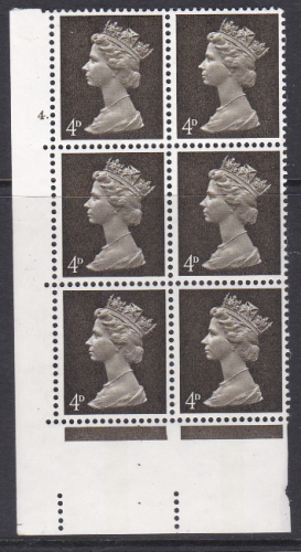 Pre-decimal Machin 4d PVA CB Head A Perf A Cylinder 4 Dot
