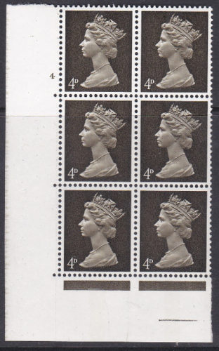 Pre-decimal Machin 4d PVA CB Head A Perf A Cylinder 4 No Dot