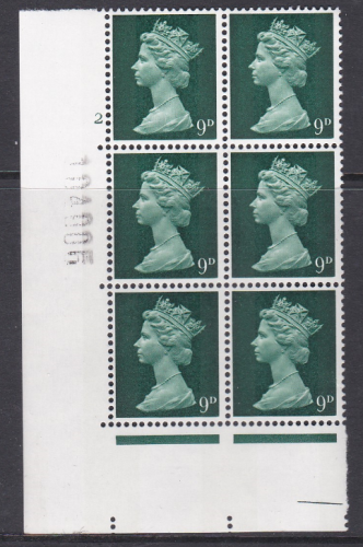 PVA 9d Pre-decimal Machin 2B head A perf A Cyl 2 No dot UNMOUNTED MINT