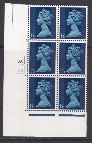 1 6 Pre-decimal Machin Indigo  2B head B perf A Cyl 3A2B No dot UNMOUNTED MINT