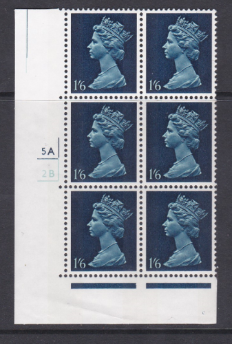 1 6 Pre-decimal Machin 2B head A perf A Cyl 5A2B No dot