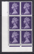 Pre-decimal Machin 3d Gum Arabic CB Head A Perf F(L) Cylinder 1 No Dot  - MNH