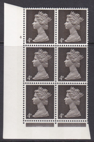 Pre-decimal Machin Deep sepia 4d Gum Arabic 2B Head B Perf F(L) Cyl 4 No Dot