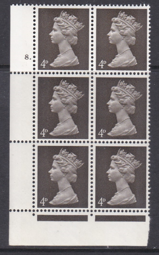Pre-decimal Machin Deep sepia 4d Gum Arabic 2B Head A Perf F(L) Cyl 8 Dot