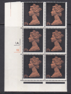 Pre-decimal Machin 1 9 GA 2B Head A Perf A Cylinder 1A1B Dull Orange - MNH